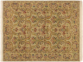 handmade Traditional  Taupe Green Hand Knotted RECTANGLE 100% WOOL area rug 4x6